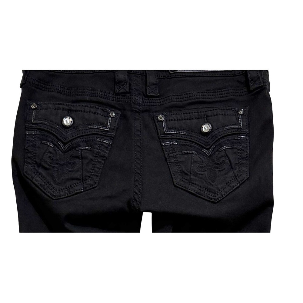 Rock Revival Beliss S206 Womens Black Skinny Jeans Flap Pocket Crystal Size 27 - Picture 3 of 9